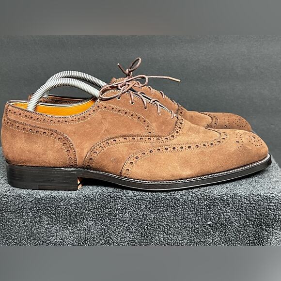 Rare Vintage 1990’S| Alden 9.5 AC Brown Long Wingtip Blucher Derby Dress Shoes - Picture 2 of 12